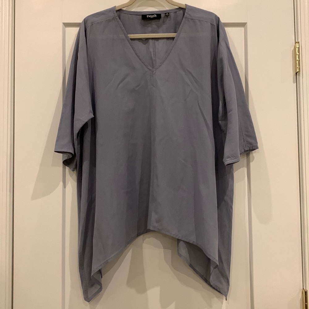 Threads by Saks Fifth Avenue Silk & Cotton Blend Slate Blue Tunic